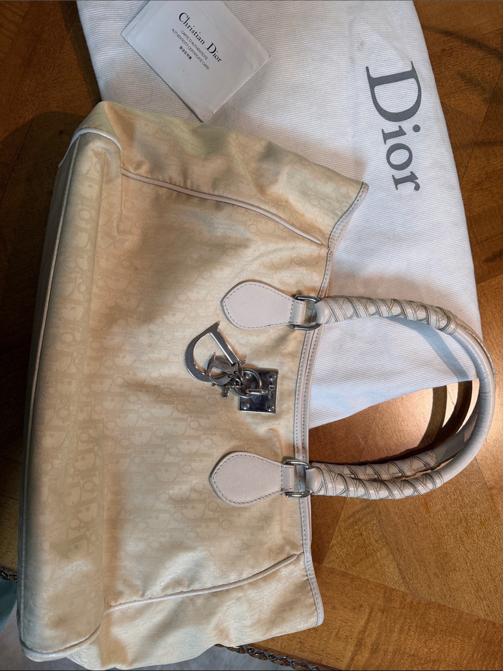 Dior Beige Cream Tote with Signature D Charm